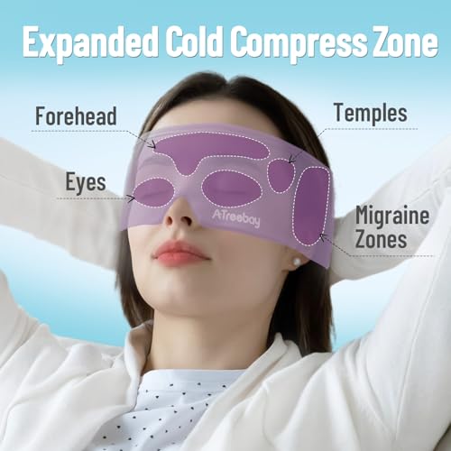 Cooling Eye Mask, Cold Eye Mask for Puffy Eyes, Reusable Ice Eye Masks for Dry Eyes, Relieve Your Migraines and Headaches with Gel Eye Masks Therapy, Long-Lasting Comfort, Purple - color: Purple