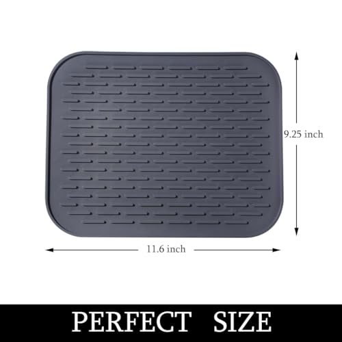Dish Mat Silicone Dish Drying Mats Works For Drying Stemware Cocktail Glasses Silverware Pots Pans Knives and Dish Rack for Kitchen Counter Sink Bar Pads Easy to Clean (11.5" x 9.1") - color: M (11.5" x 9.1") Grey