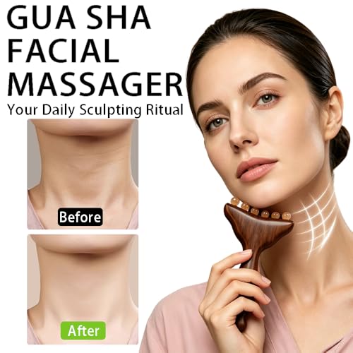OULIGET Wooden Gua Sha Facial Tool,Multifunctional Trigger Point Massage,Handheld Meridians Acupressure Tool,Used for Relaxing Face,Back,Neck and Shoulders