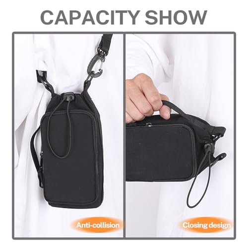 Water Bottle Holder with Phone Pocket for 40/32 oz,Water Bottle Holder/Sleeve with Adjustable Shoulder Strap and Charm. - color: Black