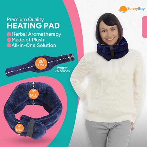 SunnyBay Lavender Hands-Free Heating Pad, Neck and Shoulder, 26x7 inch - color: Midnight Blue