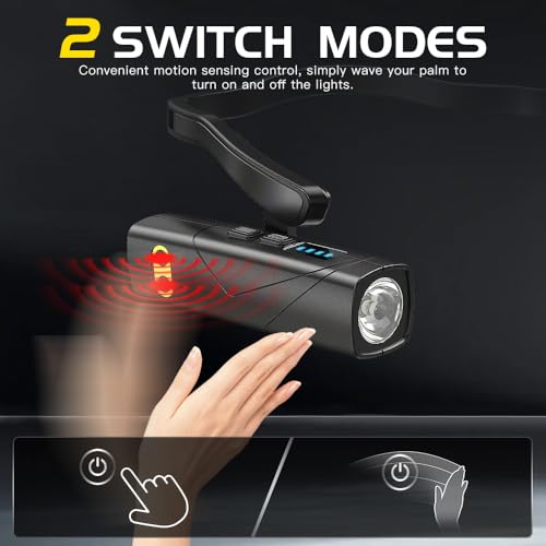 LED Rechargeable Ear-Mounted Headlamp with Motion Sensor, 5 Modes White & Red Light, Lightweight Ear-Hook Headlamp for Running, Camping, Hiking, Work, Repair – Hands-Free & Waterproof