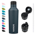 BJPKPK 25oz Insulated Thermal Water Bottle, Straw & Handle, Stainless Steel - color: Navy Blue, size: 25 Ounces