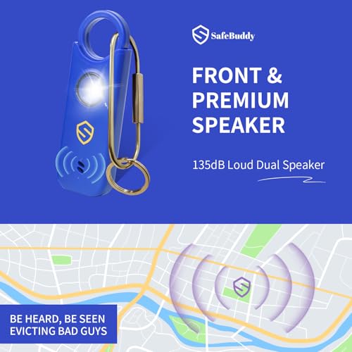 Personal Alarm for Women, Men, Kids, Elderly, Self Defense - Designed by Women 140DB Extra Speakers Alarm with Strobe Light, Rechargeable, Safety Alarms and Premium Keychain (Klein Blue) - color: Klein Blue