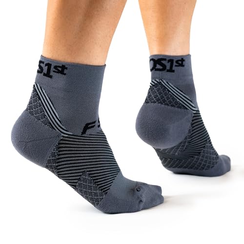 OrthoSleeve FS4 Plantar Fasciitis Compression Socks - color: Grey Qtr Crew, size: Small