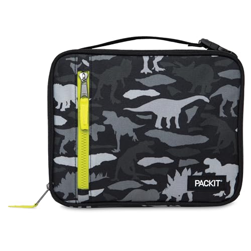 PackIt Freezable Classic Lunch Box, Dino Camo Charcoal - color: Dino Camo Charcoal