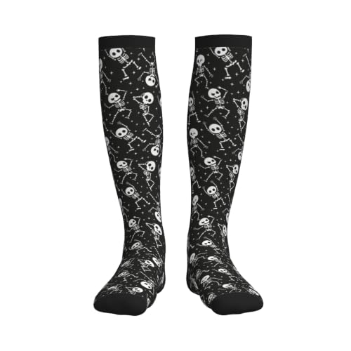 Compression Socks Women and Men 15-20mmHg-Circulation Support Socks for Athletic Running Cycling - color: Dancing Skeleton