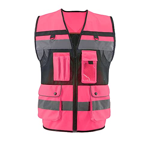 Safety Vest High Visibility Reflective Construction Vest for Men - color: Pink, size: 3X-Large