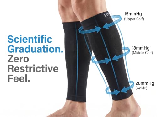 Compression Calf Sleeves for Men & Women 15-20 mmHg - color: Black, size: Medium