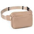 UTO Fanny Pack Crossbody Belt Purse Chest Waist Hip Travel Hiking Bumbag - color: 0759 PU Leather Apricot