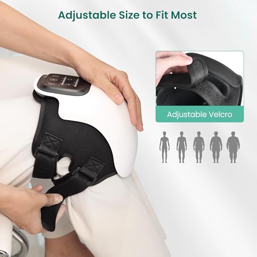 Snailax Knee Massager with Heat & Vibration, Cordless Knee Brace Wrap - color: Bright White