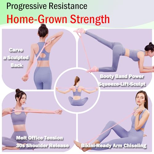 Full Body Resistance Bands Set for Women & Men, Professional Upper & Lower Body Workout Bands for Arms, Legs, Glutes, Yoga, Strength Training, Home Gym Fitness Equipment - color: Pink 2pcs