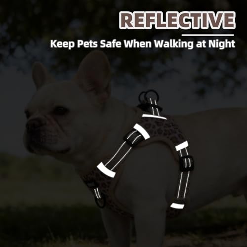 PUPTECK Dog Harness Small Sized Dog, Step in Adjustable Reflective Dog Vest Harness Escape Proof, No Pull Soft Padded Harness Easy Control, Brown Leopard, S - color: Brown(Leopard), size: S (CHEST: 13"-18")