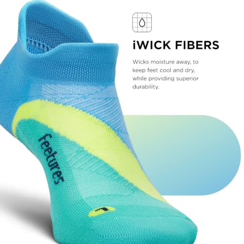 Feetures Elite Light Cushion No Show Tab Sock Wave - color: Arctic Blue (1 Pair), size: Medium