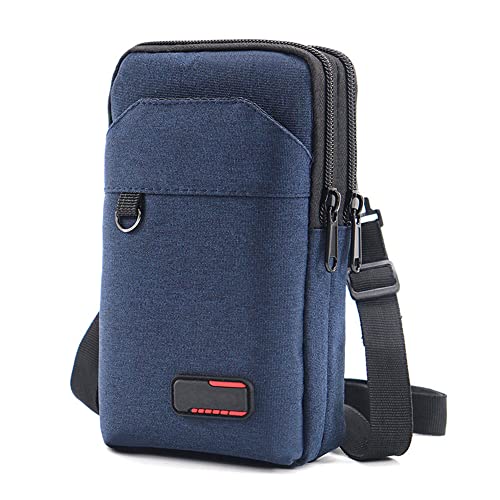 Travel Cell Phone Pouch Belt Pouch, Phone Holster Crossbody Bag with Shoulder Strap for iPhone Case Holder for Hand with Neck Lanyard Smartphone Walking Passport Wallet (Blue A) - color: Blue A