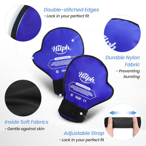 Hilph Hand Ice Pack Gloves for Pain Relief 2 Pack, Hot Cold Therapy Gloves