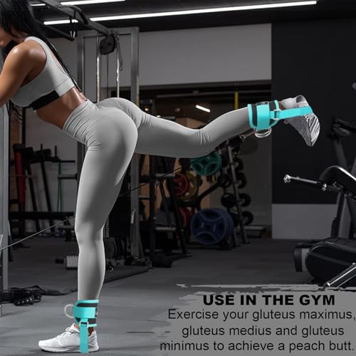 Ankle Straps for Cable Machines Kickbacks - Glute Workout Cuffs Padded - color: Mint