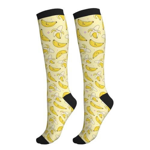 Compression Socks Women and Men 15-20mmHg-Circulation Support Socks for Athletic Running Cycling - color: Banana