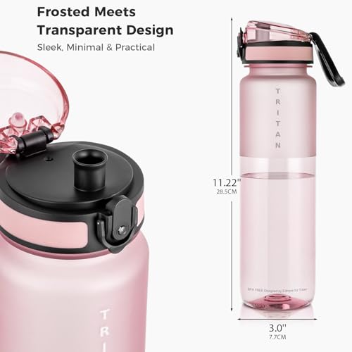 32oz Clear Tritan Water Bottle with Chug Lid - color: Pink