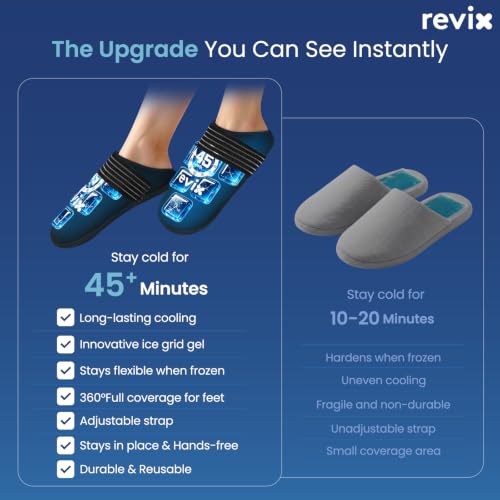 REVIX XL Foot Ice Pack Wrap with 45-Min Cooling, Ice Slippers for Injuries - size: XL