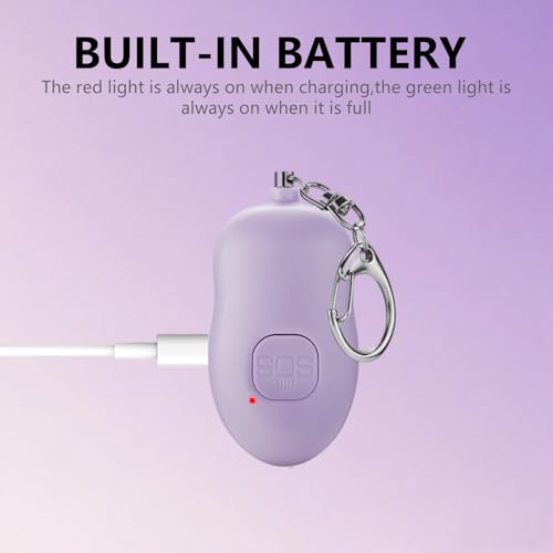 Personal Safety Alarm for Women,2Pack 130dB Self Defense Keychain - color: Green+Purple
