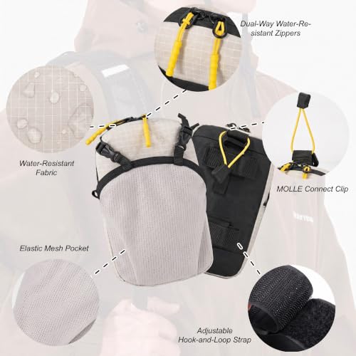 Backpack Strap Attachment Bag, Portable Phone Pocket & Water Bottle Holder Pouch for Outdoor Hiking, Travel, Cycling (Gray) - color: Gray