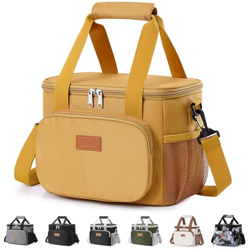 Lifewit Insulated Lunch Box for Men, Lunch Bag Cooler Women, 12-Can 9L - color: Brown, size: Medium(9L)