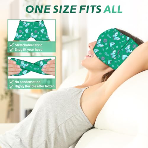 Migraine Relief Cap, Soothing Headache Ice Face Mask Products - color: Black+green