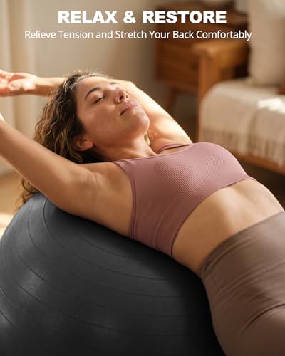 Trideer Yoga Ball for Exercise, Pregnancy, Exercise Ball, Pump Included - color: Black, size: M(19-22ines/48-55cm)