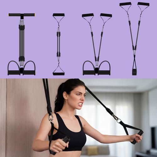 Arrowbash Upgrade 6 Tubes Foot Pedal Resistance Band Adjustable Pedal Puller Resistance Band with Handle Multifunction Fitness Bands for Men Women Abdomen Arm Leg Stretching - color: Black, size: 150 Lbs