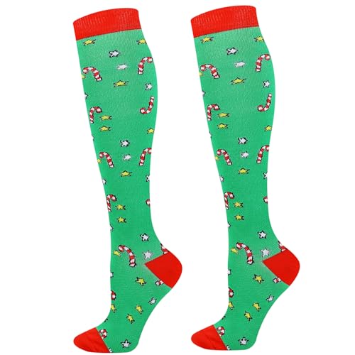 Junely Compression Socks for Women Knee High Socks Funny - color: A2-christmas02