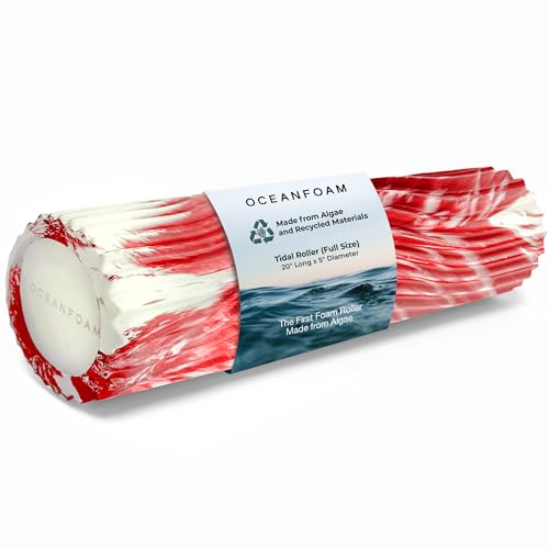 Oceanfoam Tidal Roller - Massage Foam Roller for Exercise (Red Marbled) - color: Red Marbled