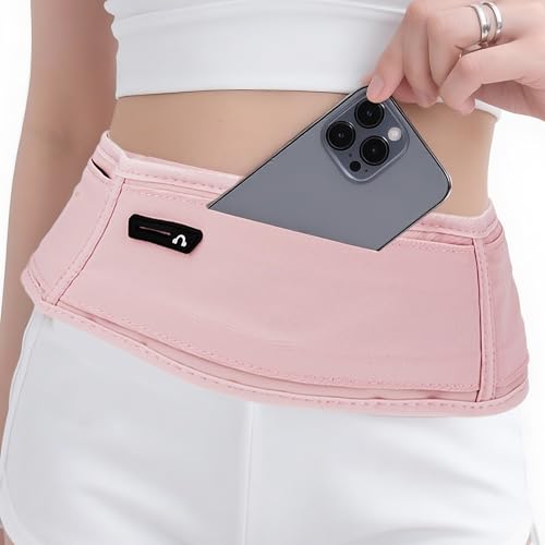 Running Belt for Phone – Adjustable Running Waist Pack with 3 Pockets Fits Up to 7.2 Inch Phones, Slim Running Fanny Pack for Men & Women Jogging Hiking Fitness (Pink) - color: Pink