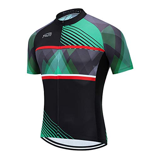 Cycling Jersey Men Bike Short Sleeve with 3 Rear Pockets,Reflective Breathable,Quick Dry,Bicycle Shirt S-3XL - color: Cc6472, size: 3X-Large