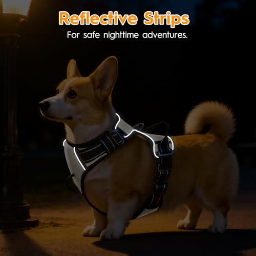 No Pull Dog Harness, No-Choke Soft Padded Reflective Dog Vest Harness with Front Clip & Top Handle, 2 Quick-Release Buckles, Adjustable for Small Medium Large Dogs - color: Velvet Cream, size: X-Small