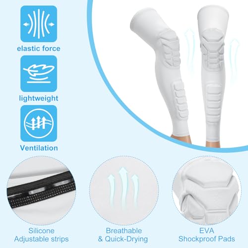 PATIKIL Knee Calf Pads Knee Braces Pad Compression Leg Sleeve Protective Calf Shin Guard for Youth Adults Football Basketball Baseball - color: White, size: X-Large