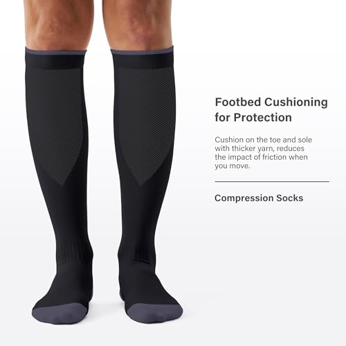 3 Pairs Compression Socks for Women and Men - 15-20mmHg Best Support for Athletic Running Cycling - color: Black/Black/Black
