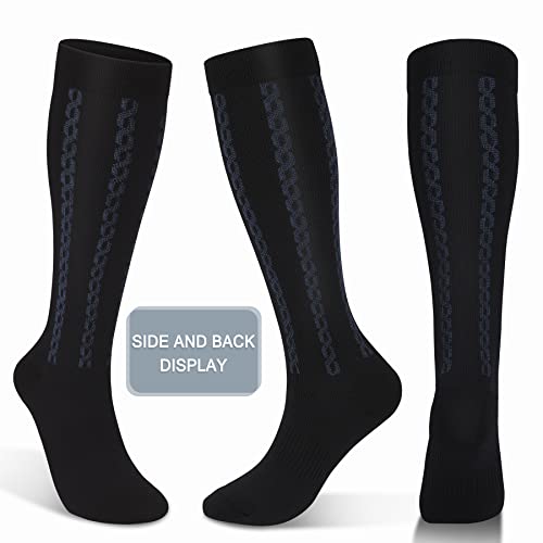 FULLSOFT Medical Graduated 30-40mmHg Compression Socks for Women&Men Circulation Knee High Socks Hiking Running Stockings - color: 00-3 Pack-black, size: Small-Medium
