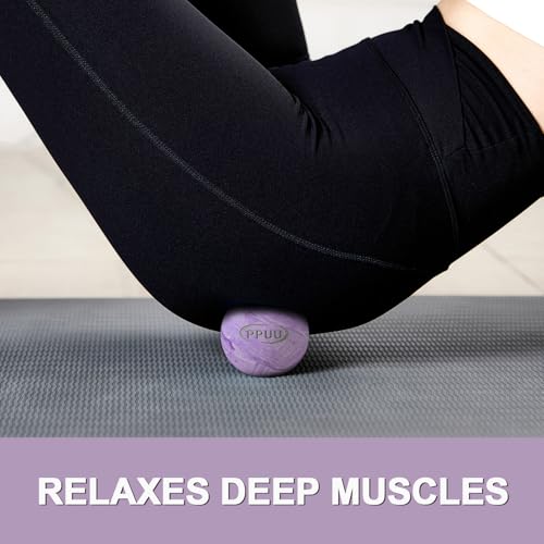 Massage Lacrosse Ball, 2.5 Inch Firm Solid Rubber Deep Tissue Ball for Myofascial Release, Plantar Fasciitis & Muscle Knot Relief, for Foot, Glutes, Shoulder Blades, Calves, 1 Count Purple-02 - color: Purple-02