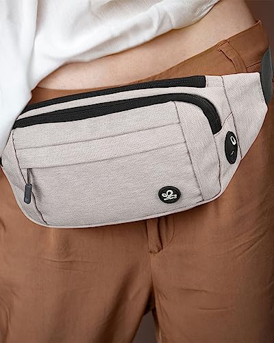 WATERFLY Small Fanny Pack Crossbody Lightweight Waist Bag for Woman Man - color: Beige