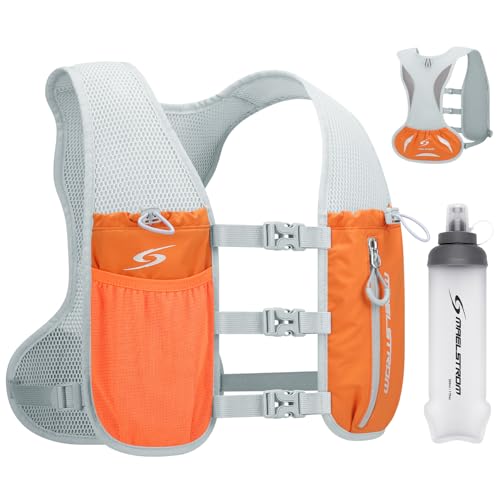 Maelstrom Running Vest, Lightweight Hydration Pack with 500ml Soft Flask - color: Orange