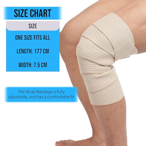 Extra Long Elastic Knee Wrap Compression Bandage Brace Support for Legs, Plantar Fasciitis, Stabilising Ligaments, Joint Pain, Squat, Basketball, Running, Tennis, Soccer, Football, Volleyball (Beige) - color: Beige
