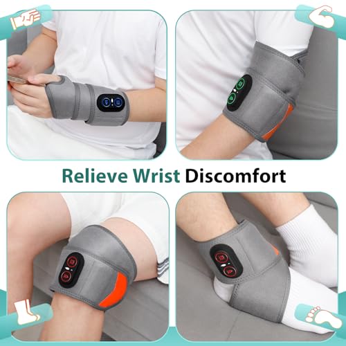 Cordless Wrist Heating Pad with Massage, Red Light Heated Wrist Brace for Pain Relief, Rechargeable Heated Wrist Brace for Carpal Tunnel, Women and Men Wrist, Hand, Arm, Ankle