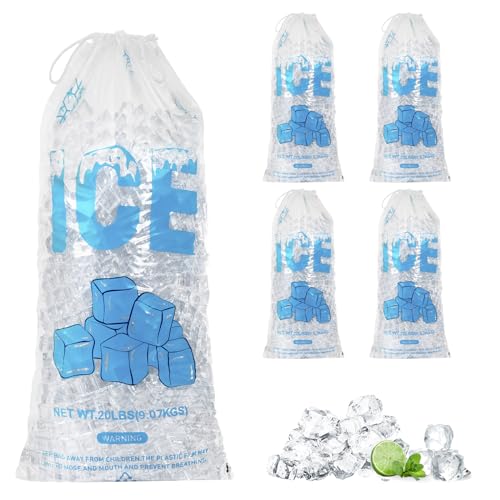 100 PACK 20 lb. Plastic Ice Bags with Cotton Draw String 14 x 28 Inch Heavy-Duty Plastic Ice Storage Bags with Draw String (2.8mil Thickness, Ice Cube pattern) - style: 14x28inch(100pack)Cotton Drawstring-Ice Cube Pattern