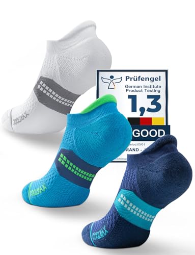Juclise Men's No Show Compression Running Socks, Athletic Socks, 3 Pairs - color: Glacier White+cobalt Blue+azure Blue, size: X-Large