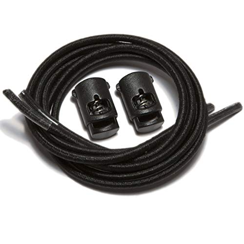 IBUNGEE LACES (Elastic No Tie Shoelaces (Made in the USA) - color: Black, size: 22-inch