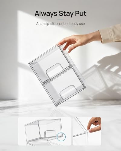 Vtopmart 12 Pack Small Clear Stackable Storage Drawers - style: Small-12pack-Clear