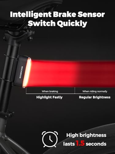 ROCKBROS Magnetic Bike Tail Light,Rechargeable,IPX6 Waterproof,7 Modes
