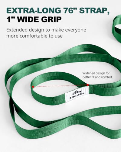 Trideer Stretching Strap with Loops, Yoga Strap, Stretch Bands for Exercise - color: Hunter Green/75"x1"