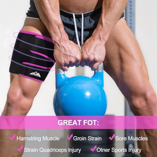 supregear Thigh Wrap Support, Hamstring Quad Wrap, XL - color: Black + Fuchsia Pink, size: XL